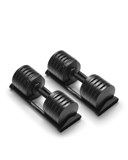 NÜOBELL S 5100 Black adjustable dumbbell featuring a modern design and quick weight changes, ideal for compact home gyms and versatile strength training.