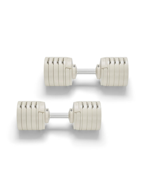 NÜOBELL S 240 Sand – sleek, space-saving adjustable dumbbell in sand color, engineered for versatile strength training at home with easy weight adjustments and durable design.