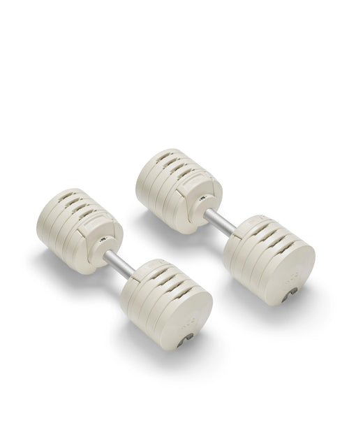 NÜOBELL S 240 Sand – sleek, space-saving adjustable dumbbell in sand color, engineered for versatile strength training at home with easy weight adjustments and durable design.