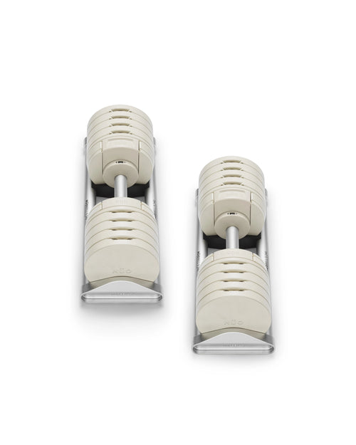 NÜOBELL S 240 Sand – sleek, space-saving adjustable dumbbell in sand color, engineered for versatile strength training at home with easy weight adjustments and durable design.