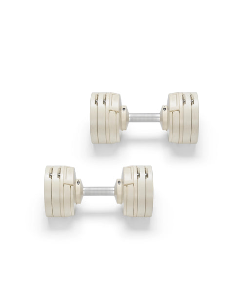 NÜOBELL S 560 Sand – durable adjustable dumbbell in sand color, featuring easy weight adjustments and compact design for versatile home strength training.