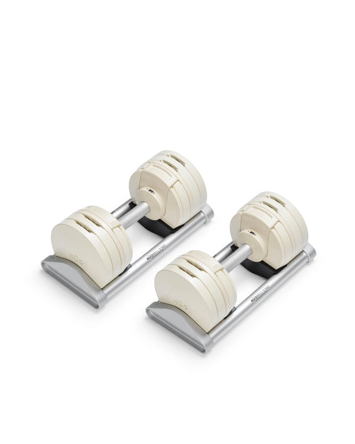 NÜOBELL S 560 Sand – durable adjustable dumbbell in sand color, featuring easy weight adjustments and compact design for versatile home strength training.