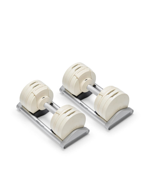 NÜOBELL S 560 Sand – durable adjustable dumbbell in sand color, featuring easy weight adjustments and compact design for versatile home strength training.