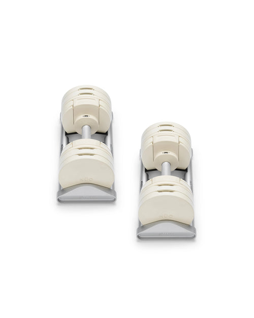 NÜOBELL S 560 Sand – durable adjustable dumbbell in sand color, featuring easy weight adjustments and compact design for versatile home strength training.