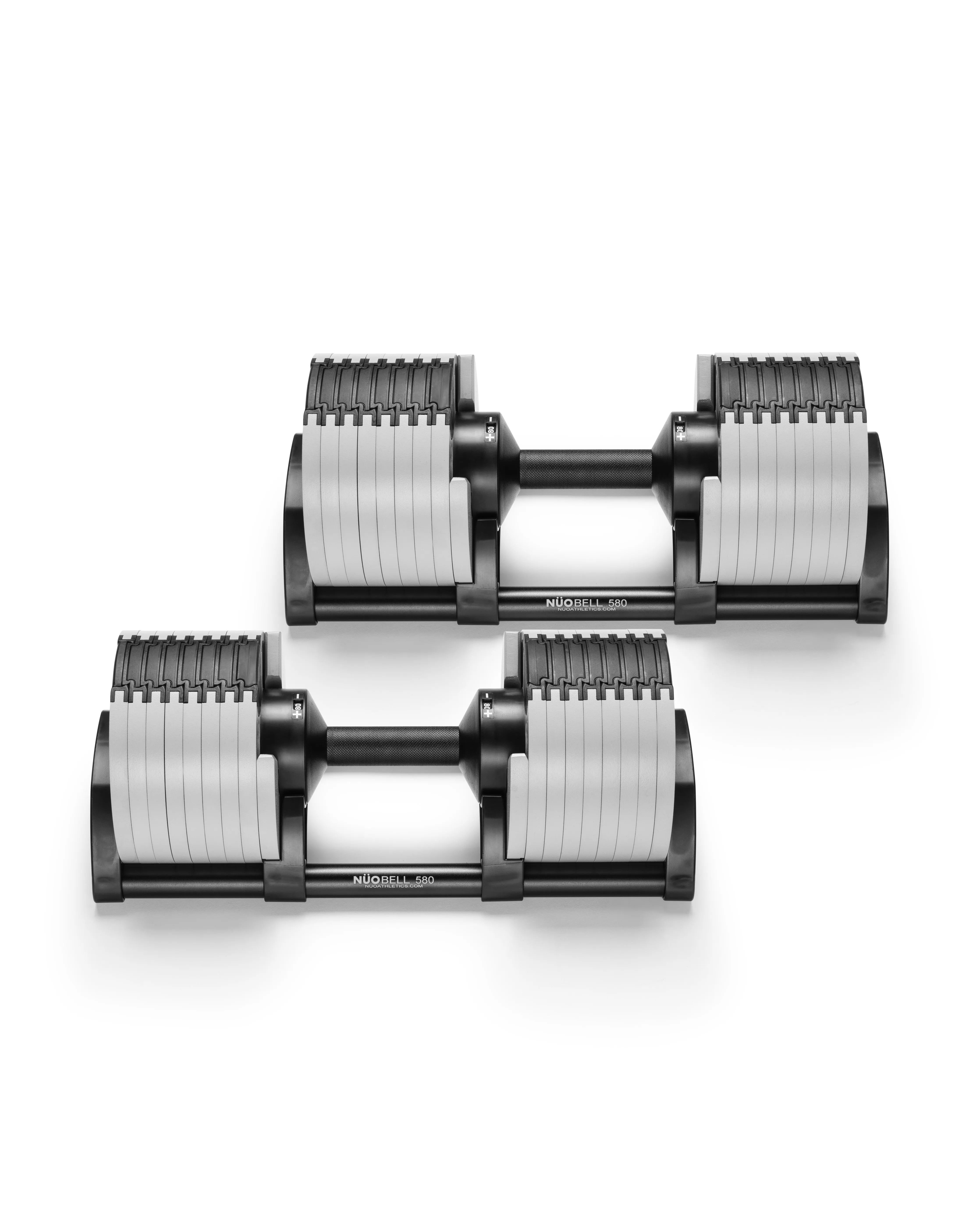 NÜOBELL 580 Ash adjustable dumbbells with sleek design and versatile weight options, ideal for efficient home strength training workouts.