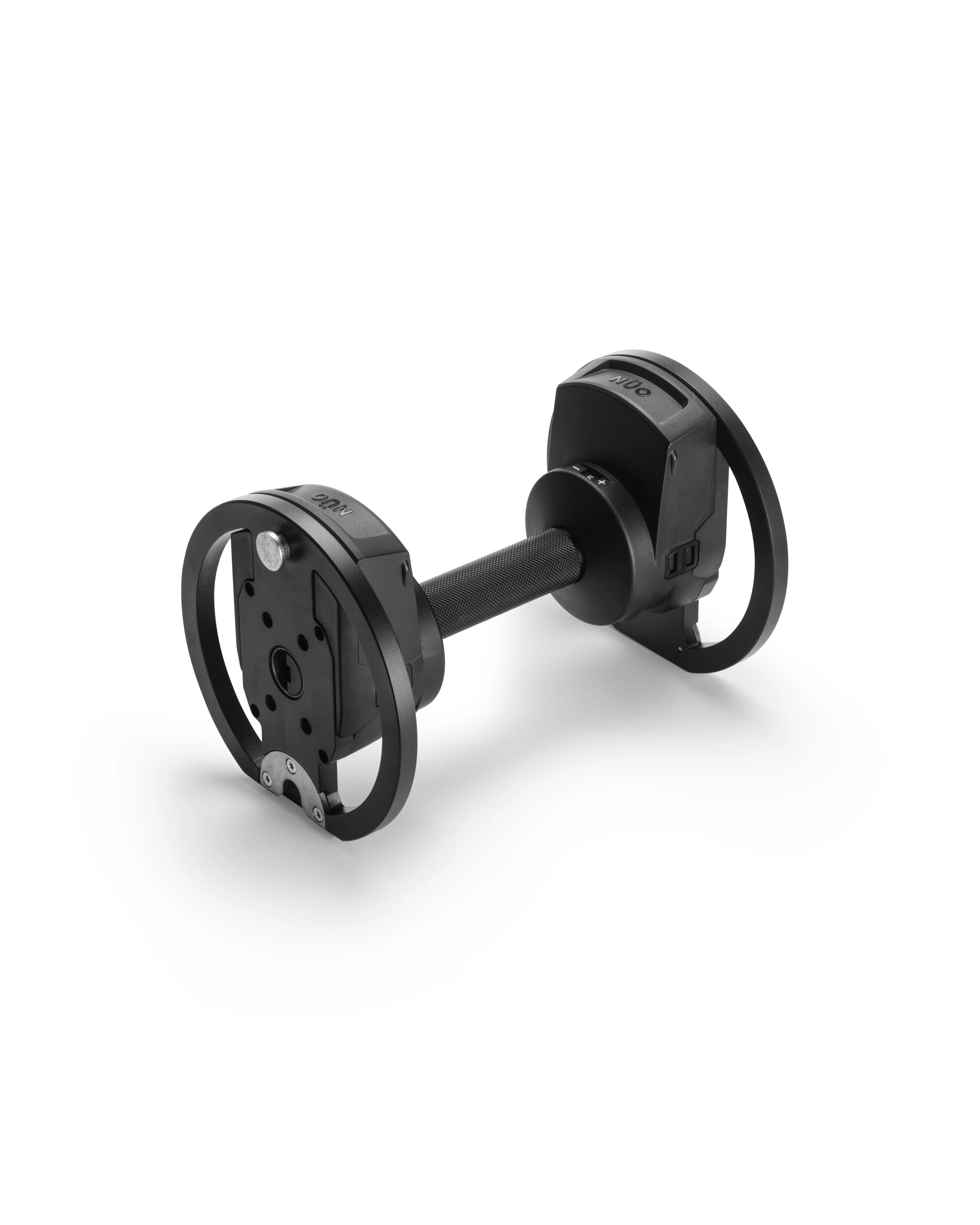 NÜOBELL S Handle Black LB ergonomic dumbbell handle with matte black finish, designed for comfortable grip and fast weight adjustments in home gyms.