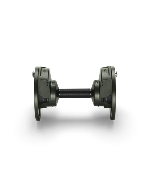 NÜOBELL S Handle Forest LB – sturdy adjustable dumbbell handle in forest green, designed for easy weight adjustments and a secure grip during home strength training.